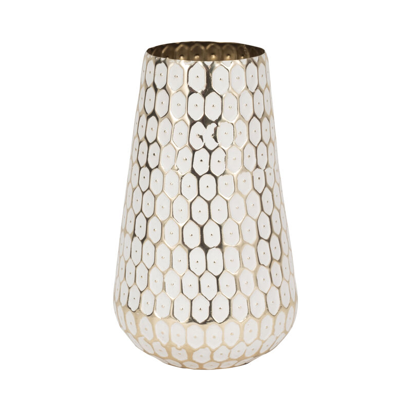 Metal, 11" Tribal Vase, Gold image number 0