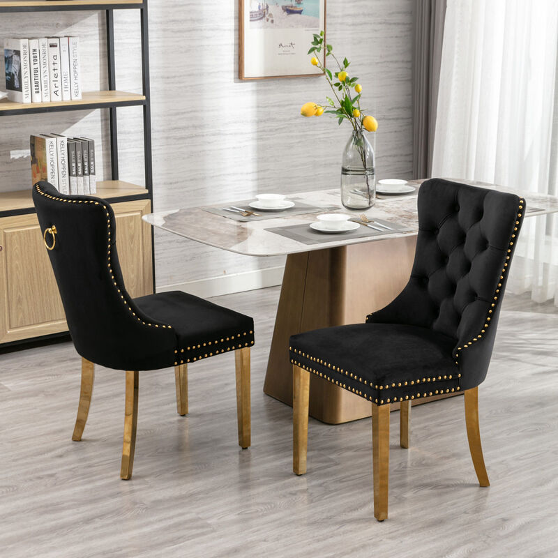 Streamdale Contemporary Velvet Dining Chairs, Set of 2 image number 8