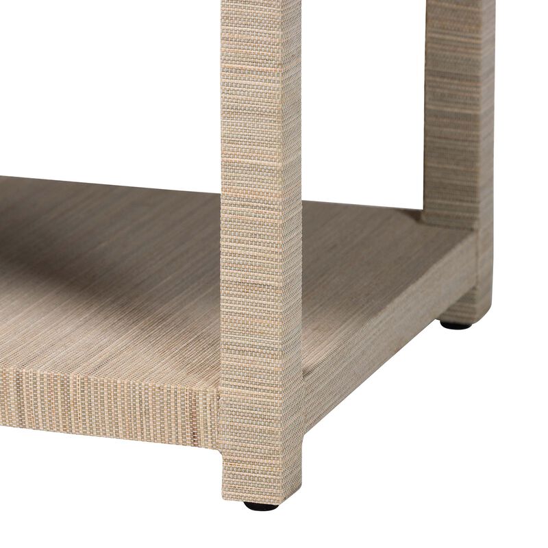 bali & pari Nata Bohemian Woven Natural Grasscloth 1 Drawer Nightstand