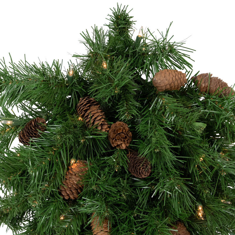 30" Pre-Lit Dakota Red Pine Artificial Christmas Teardrop Swag  Clear Dura Lights