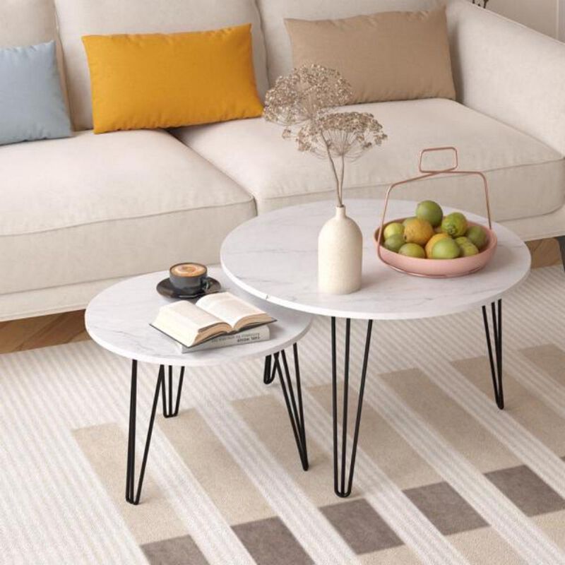 Round Nesting Coffee Table Set of 2 Versatile & Space-Saving Living Room Furniture