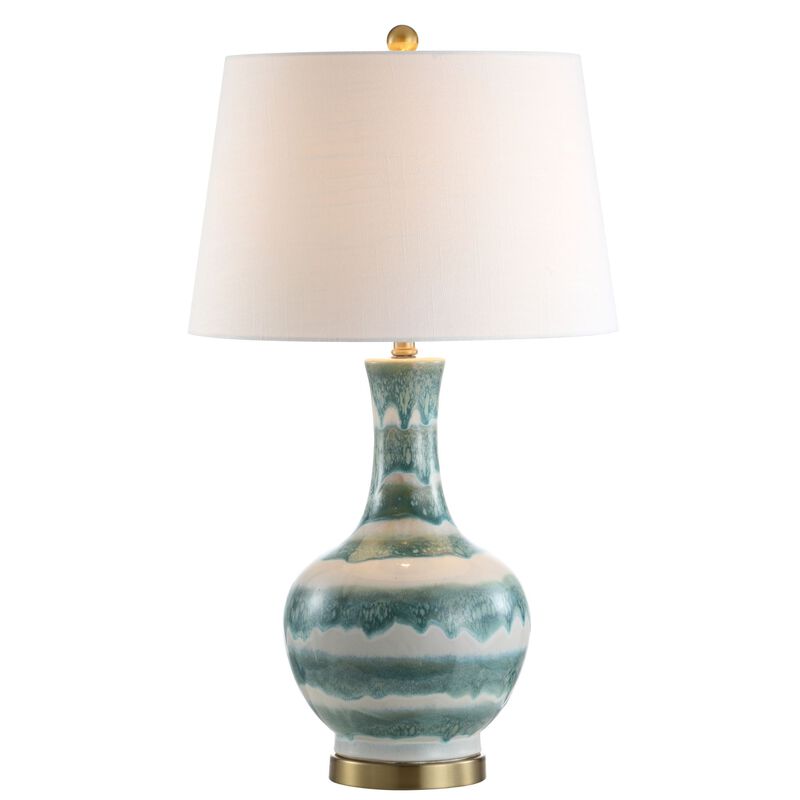 Tucker Striped Ceramicmetal LED Table Lamp