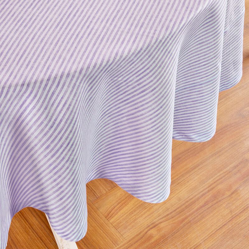 Linen Round Tablecloth - Narrow Stripe