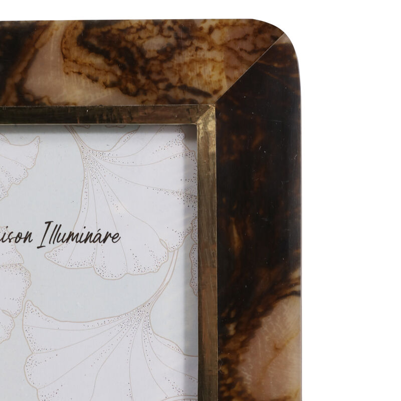 5x7" Brass Border Tortoise Look Photo Frame, Brown image number 5