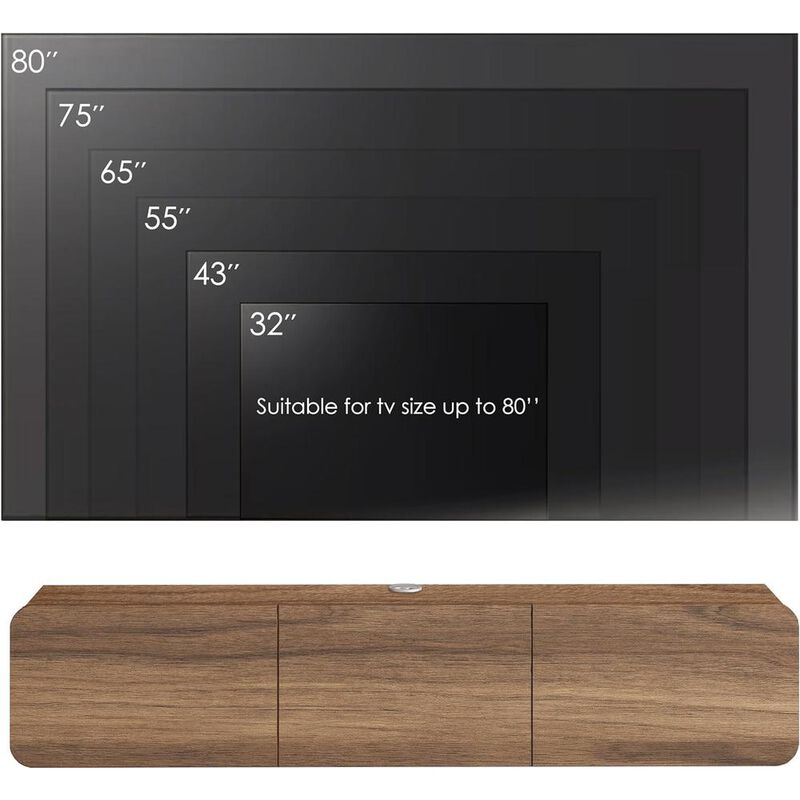 Atelier Mobili Floating TV Console for up to 80 inch TV and Under TV Cabinet (Walnut)