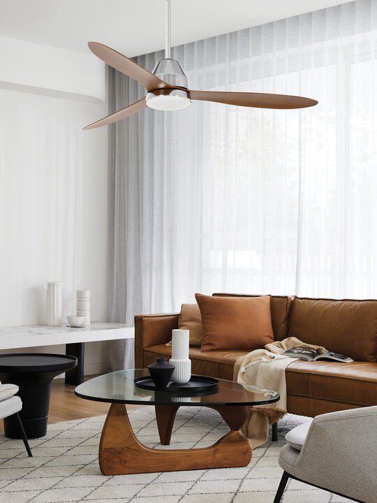 Lucci Air Whitehaven 56" Smart WiFi Indoor/Outdoor DC Ceiling Fan with LED Light and Remote, Damp Rated