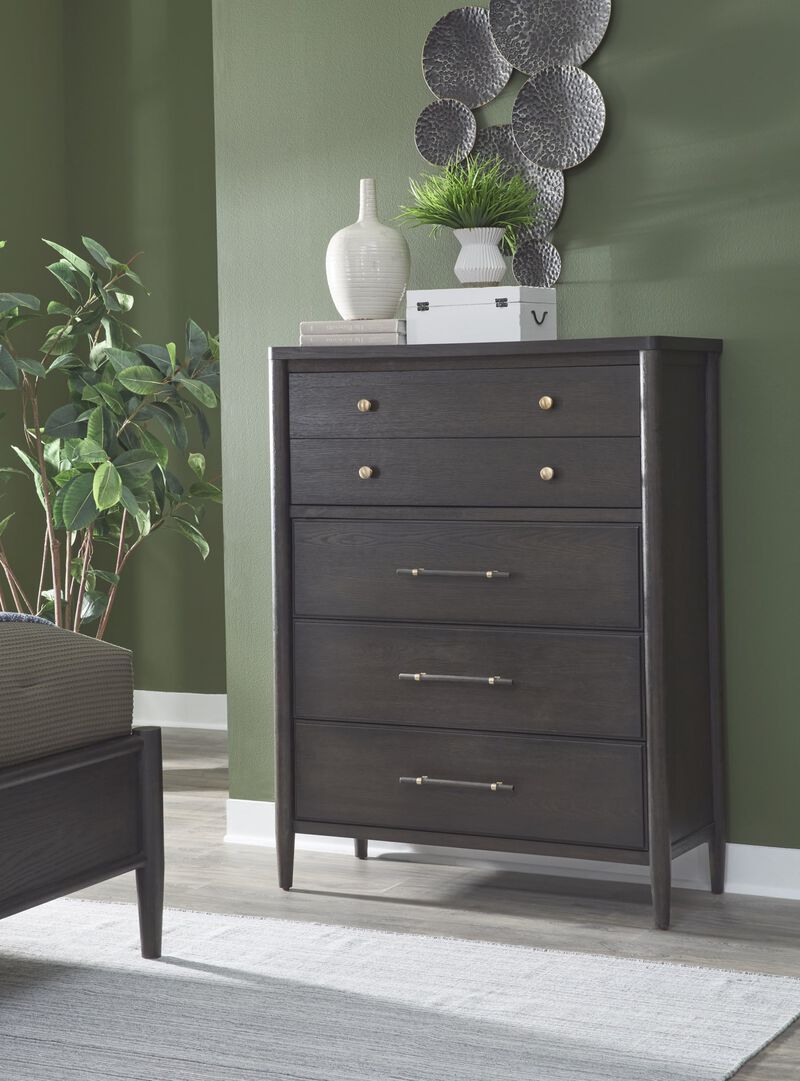 Rockport Five Drawer Oak Wood Chest in Yin
