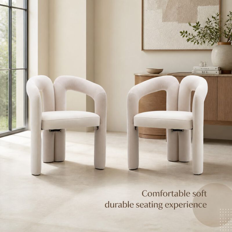 GOODSILO Contemporary Upholstered Barrel Accent Dining Armchairs, Seating for Living Room, Kitchen, Dining Spaces, Set of 2 image number 4