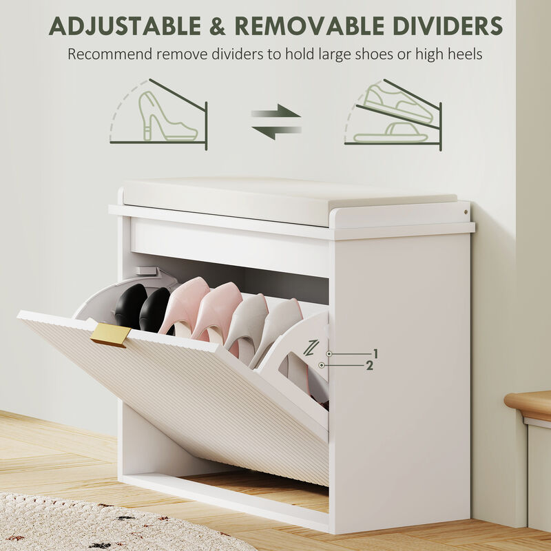 Hivvago Padded Shoe Bench with Storage Compartment image number 5