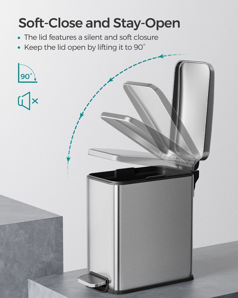 Bathroom Wastebasket with Lid &ndash; Slim, Space-Saving Trash Can for Tight Bathrooms or Apartment Use