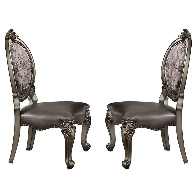 Simple Relax Set of 2 Side Chairs with Nailhead Trim in Silver and Antique Platinum image number 0