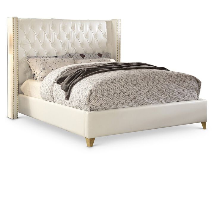 Meridian Furniture Soho White Vegan Leather King Bed
