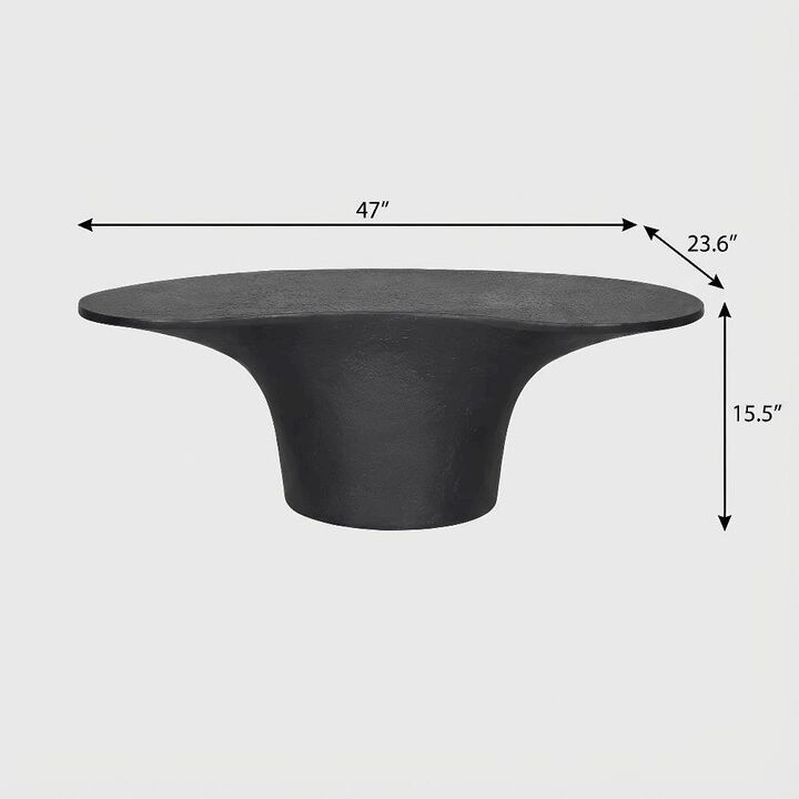 Starlight Canyon Home Outdoor Coffee Table, Fiberglass Reinforced Concrete Top, Contemporary Style