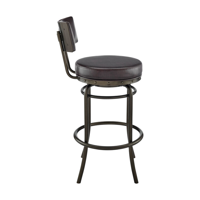 Rees Swivel or Stool in Black Finish with Grey Faux Leather