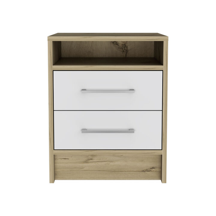 Streamdale Rowley 2-Drawer 1-Shelf Rectangle Nightstand And Light Oak
