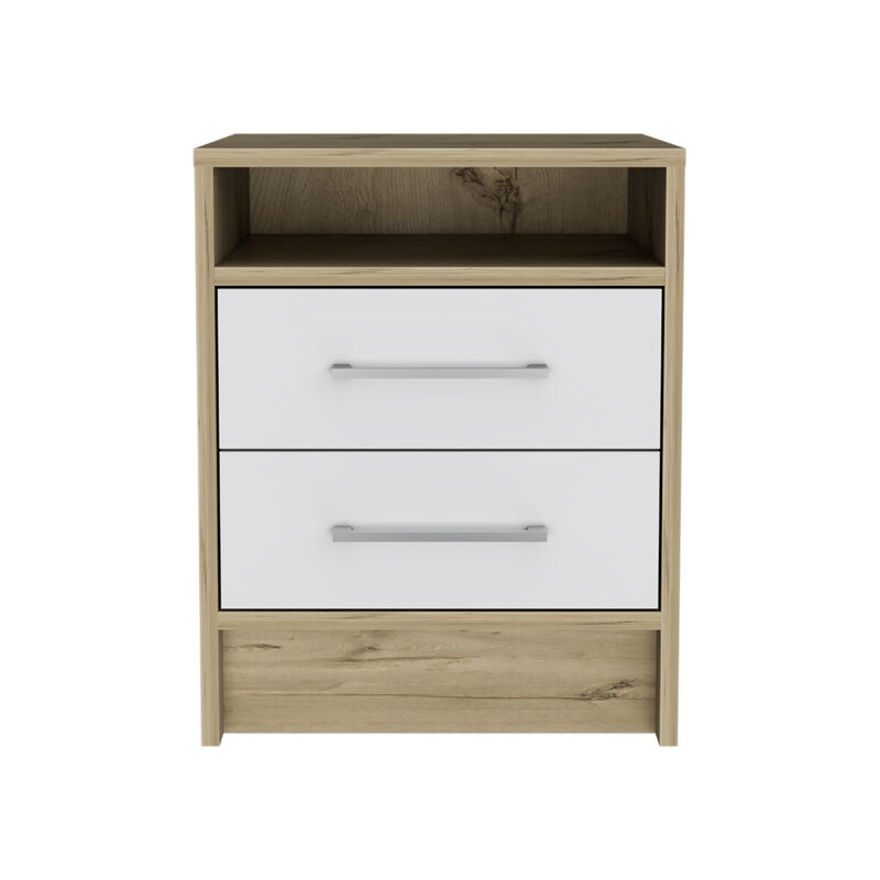 Streamdale Rowley 2-Drawer 1-Shelf Rectangle Nightstand And Light Oak