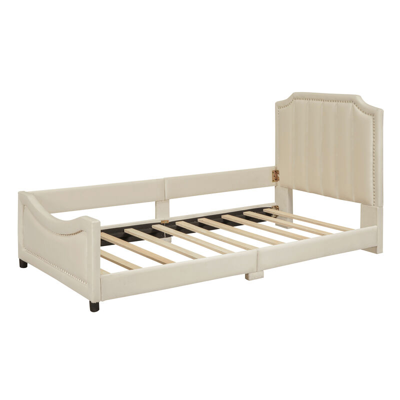 Merax Velvet Upholstered Daybed with Headboard