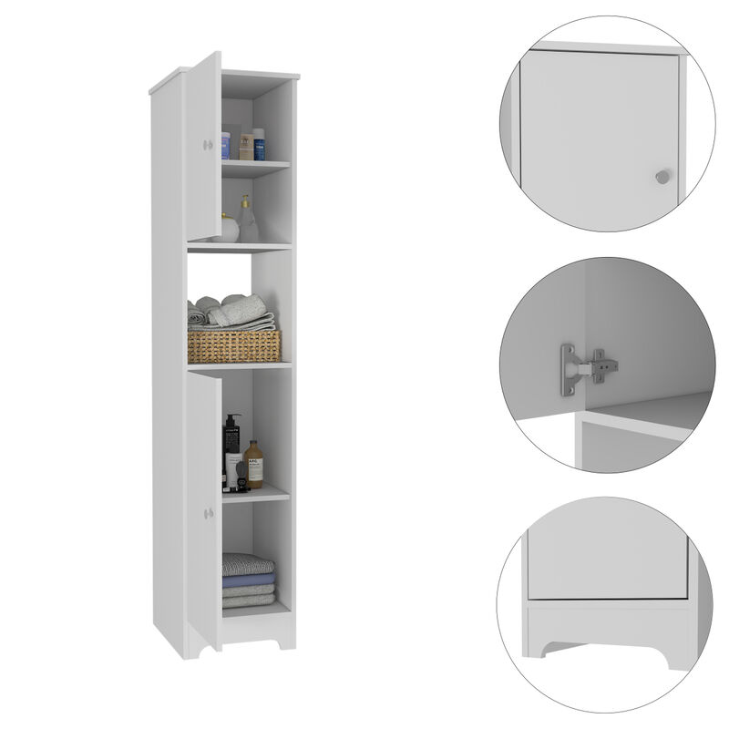 Ibis Linen Cabinet, Double Doors, Four Interior Shelves, Two Cabinets -White