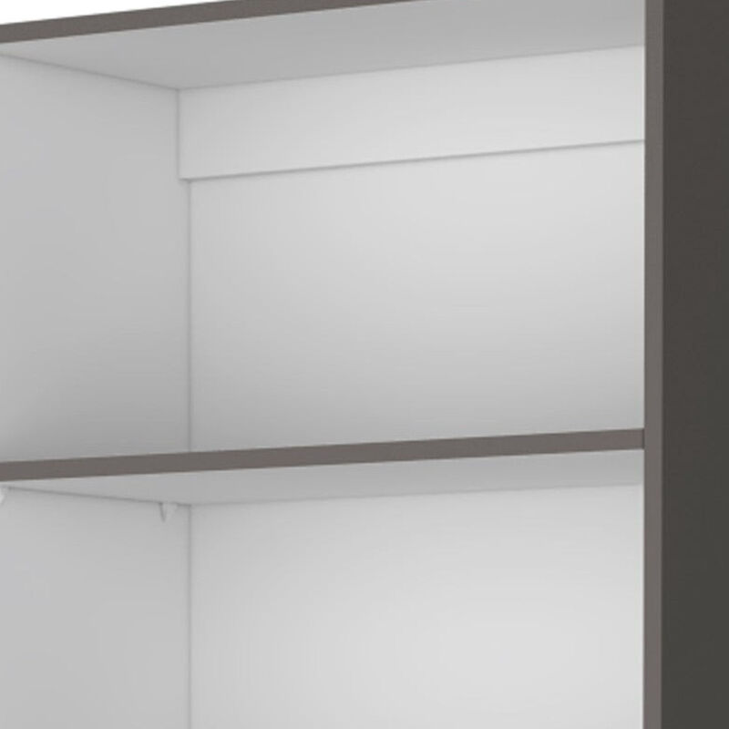 HomeRoots 71" Gray And White Wood Five Tier Bookcase image number 2