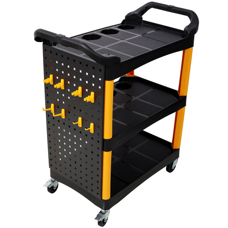 ELEMENT ACE 3 Tier Rolling Heavy Duty Utility Organizer Cart with Pegboard Hooks Spray Bottle Holders for Garage Workshop Auto Detail Repair Shop Tool Storage image number 5