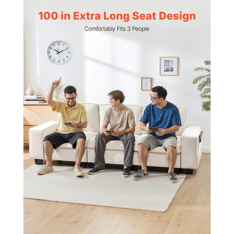 Modern 3-Seater Modular Sofa, Comfy Deep Seat Couch with Storage for Living Room image number 7