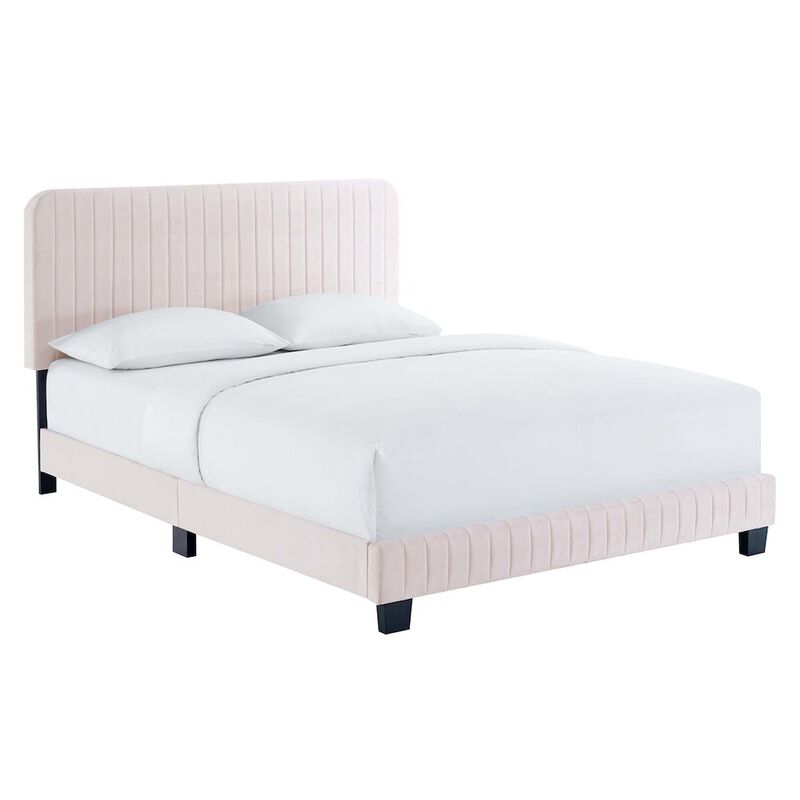 Celine Channel Tufted Performance Velvet Twin Platform Bed image number 0