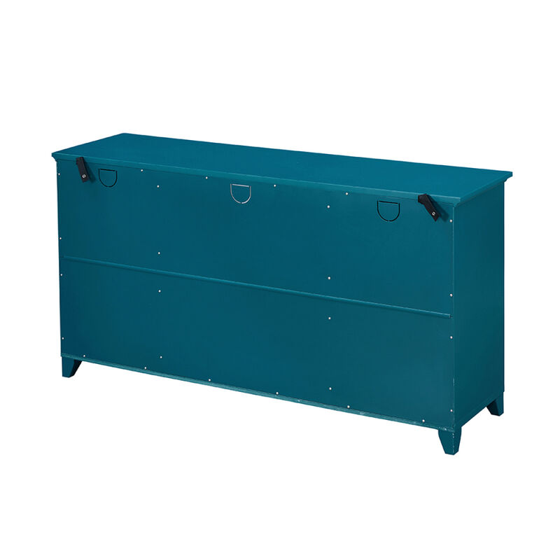 60” Sideboard Buffet Table with 2 Doors, Storage Cabinet with Adjustable Shelves, Teal Blue