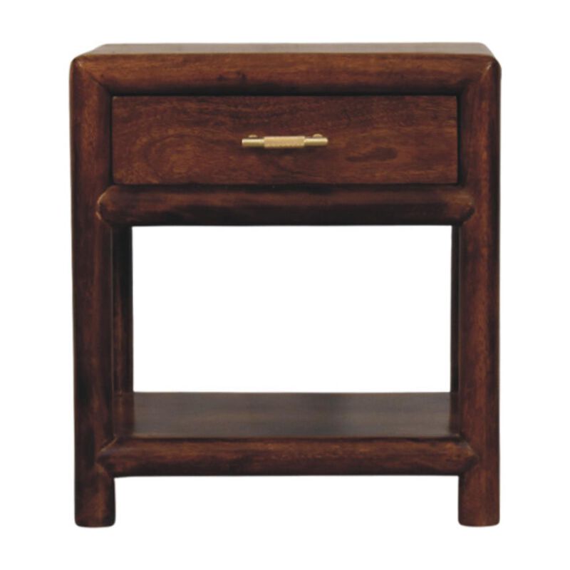 HomeRoots 20" Chestnut Solid Wood Square One Drawer Nightstand image number 0