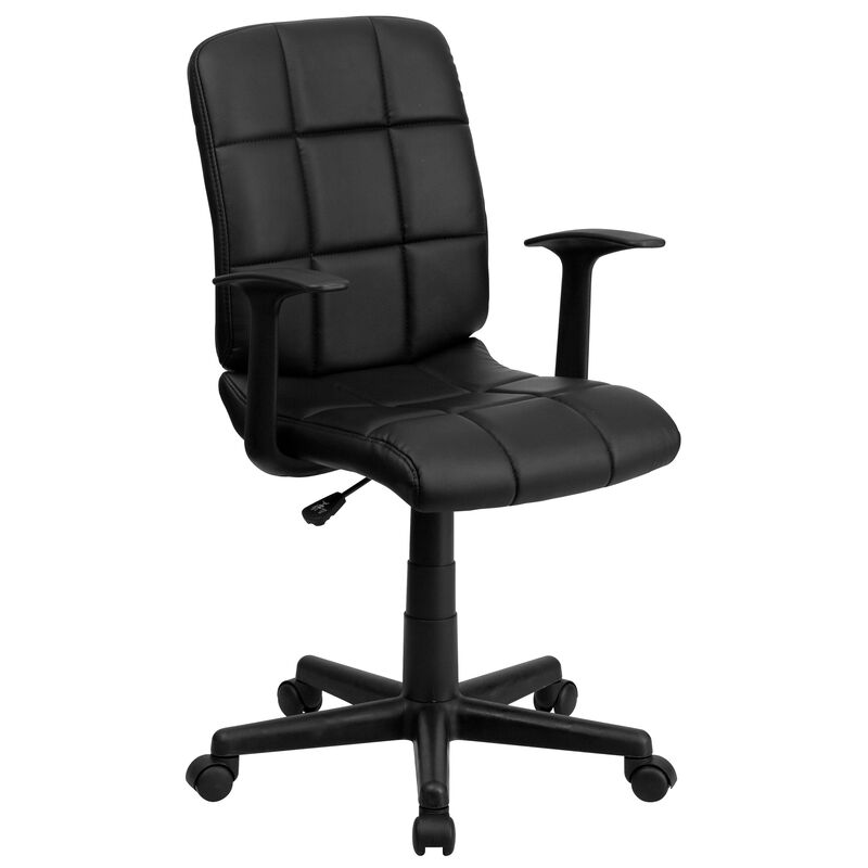 Clayton Mid-Back Quilted Vinyl Swivel Task Office Chair with Arms image number 0