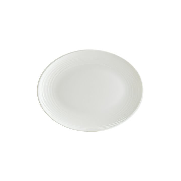 Loop 12.25" x 9.5" x h:1" Oval Warm White Porcelain Platter (Set of 2)