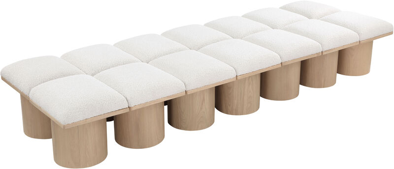 Meridian Furniture Pavilion Cream Boucle Fabric Bench