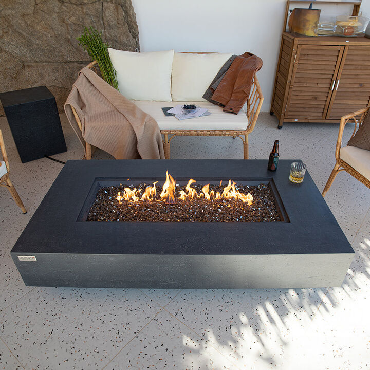 Elementi Concrete Outdoor Fire Pit Table with Lid