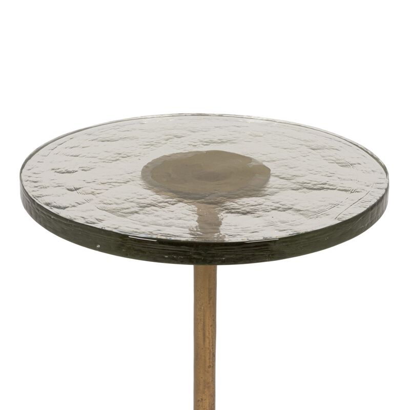 Round Accent Table, Distressed Bronze Aluminum and Clear Glass image number 5