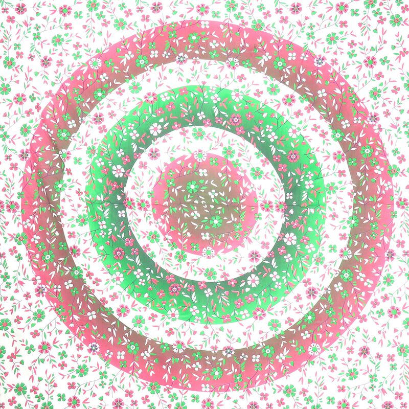 HomeRoots 88" X 84" Green Red And White Floral Cotton Hanging Tapestry image number 2