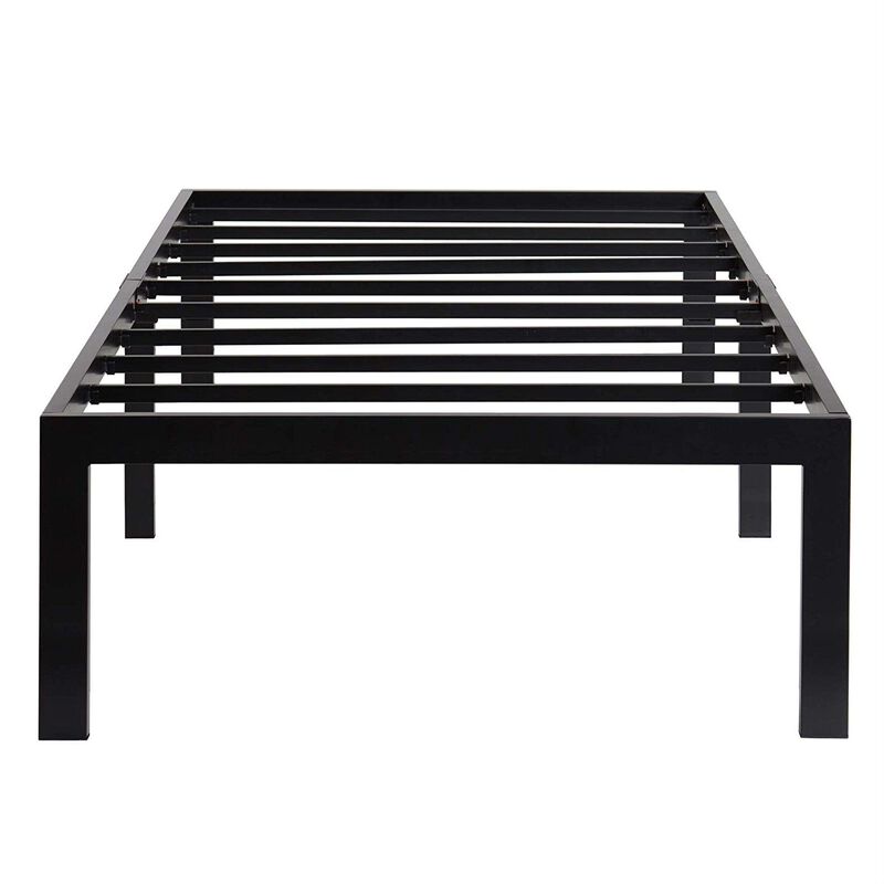 Sturdy High Black Metal Platform Bed Frame with Heavy Duty Support