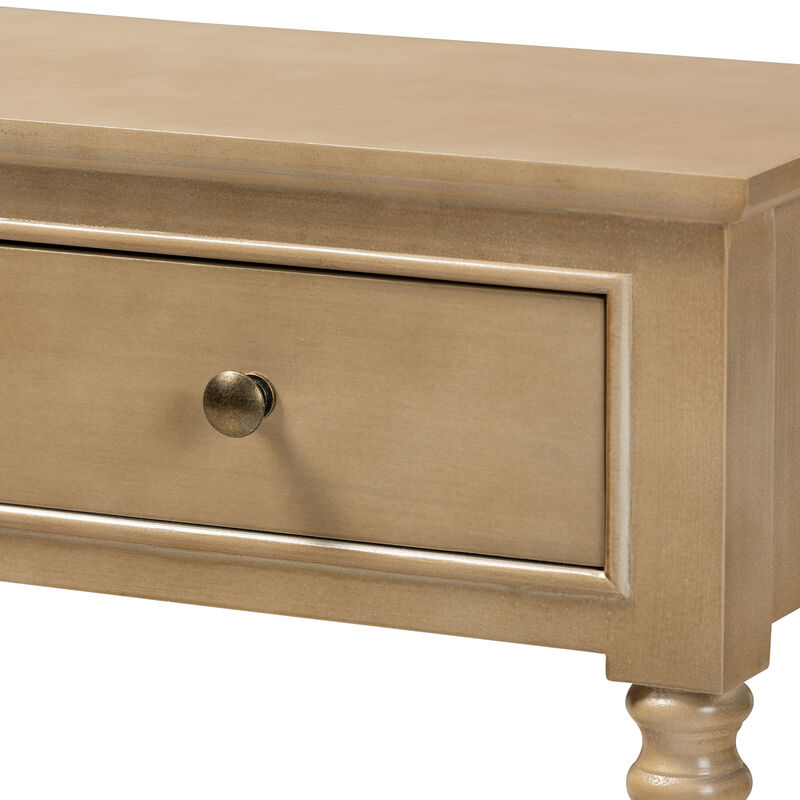 Baxton Studio Calvin Farmhouse Oak Finished Wood 3 Drawer Entryway Console Table