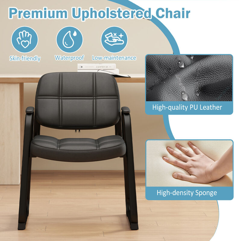 Set of 2 Ergonomic Upholstered Waiting Room Chairs with Armrests image number 5