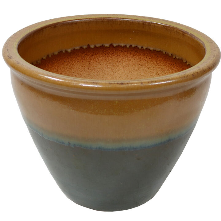 Sunnydaze 15 in Chalet High-Fired Glaze Ceramic Planter
