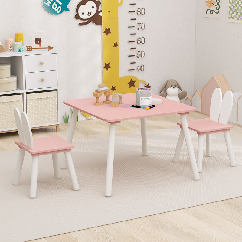 3 Pieces Kids Table and Chairs Set for Arts Crafts Snack Time
