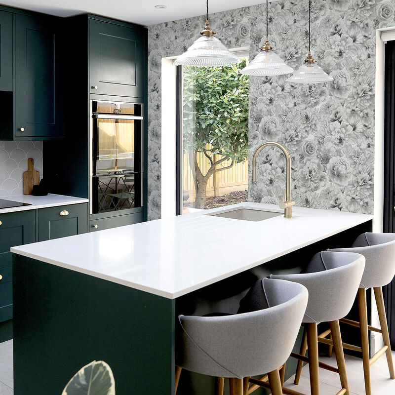 Clarissa Grey Glitter Bloom Wallpaper image number 4