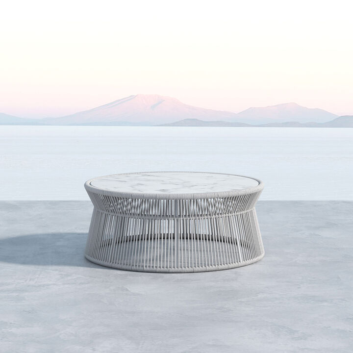 Miami Coffee Table with Honed Cararra Marble Top