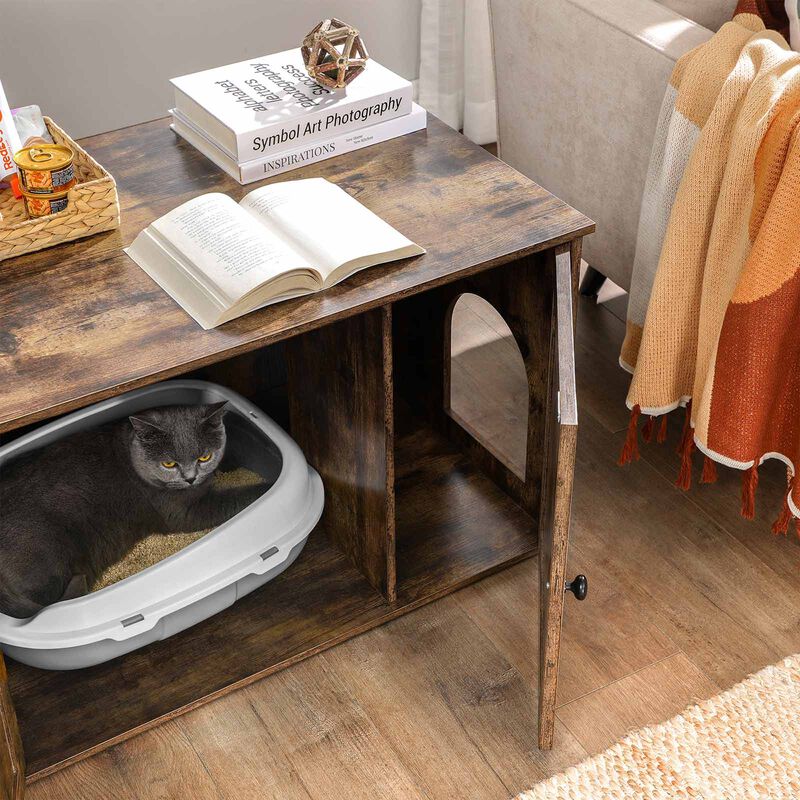 Cat Washroom Cabinet - Hidden Litter Box Enclosure with Wooden Doors