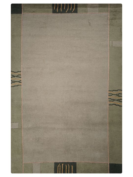 RUGSOTIC CARPETS HAND KNOTTED WOOL AREA RUGS  - 5'7''x7'10'', Rectangle Shape, Green Color, Contemporary Modern Design, High Pile Thick Handmade Anti Skid Area Rugs for Living Room, Bed Room (T00206)
