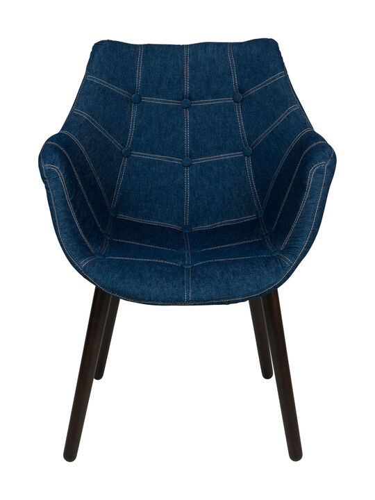 LeisureMod Milburn Tufted Denim Lounge Chair, Set of 2 - Denim