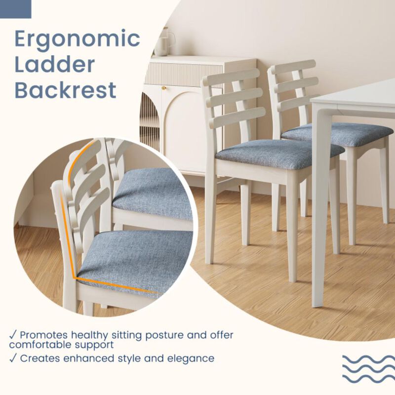 Hivvago Fabric Kitchen Side Chairs with Rubber Wood Frame and Padded Seat