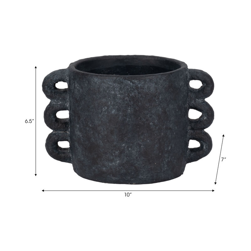10" Black Arch Handle Planter