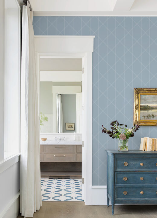 Walcott Light Blue Stitched Trellis Wallpaper (Set of 2)