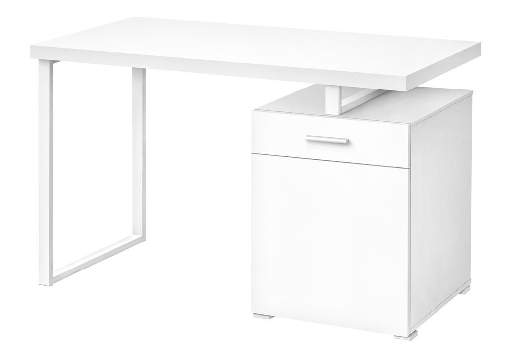HomeRoots 47" White Wood and Metal Sled Computer Desk