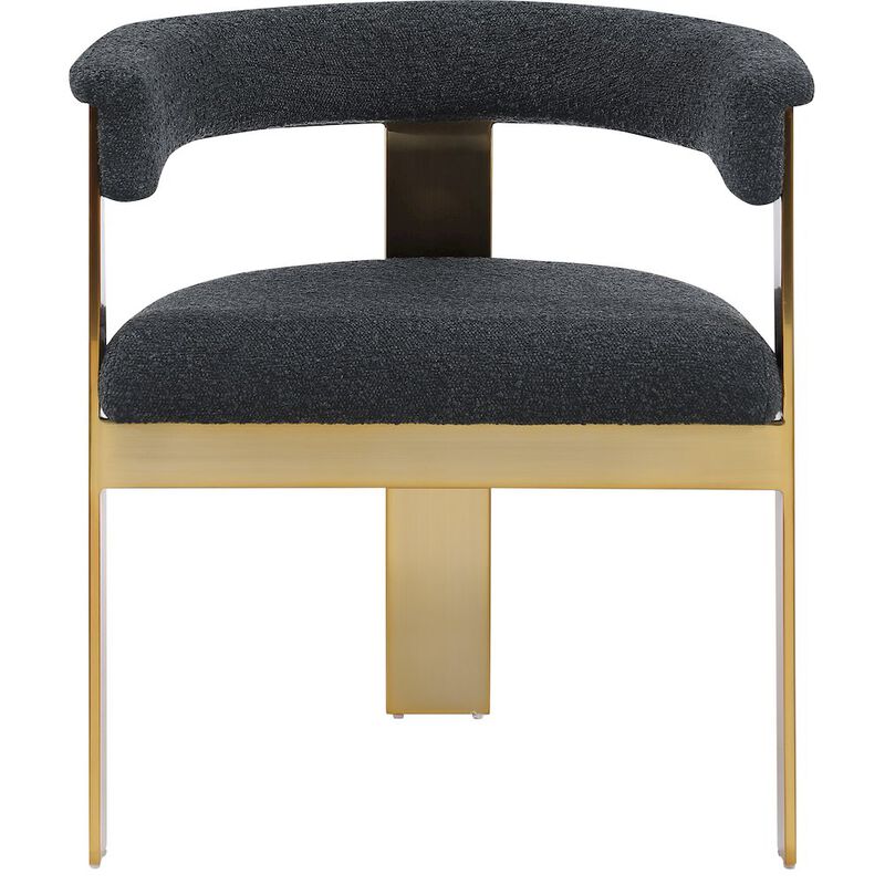 Meridian Furniture Romeo Black Boucle Fabric Dining Chair, Set of 2