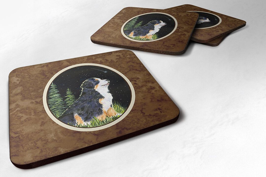 Caroline's Treasures SS8468FC Starry Night Bernese Mountain Dog Foam Coasters Set of 4 (Set of 4), 3.5 H x 3.5 W, Multicolor